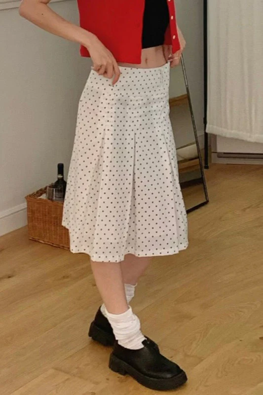 Ruched Polka Dot A-Line Midi Skirt - Image 2