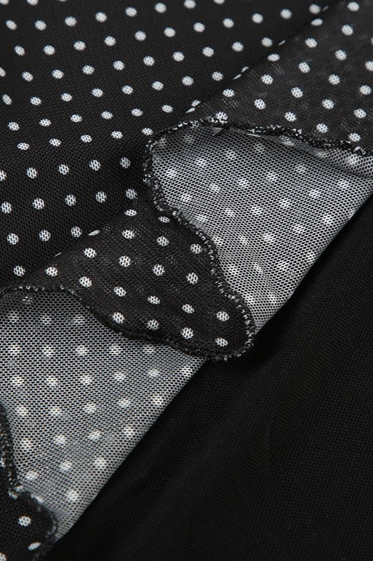 Polka Dot A-Line Mesh Midi Skirt - Image 5