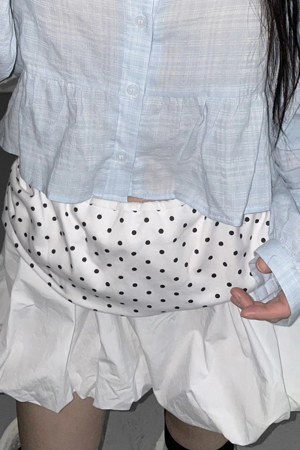 Polka Dot Patchwork Mini Skirt - Image 2