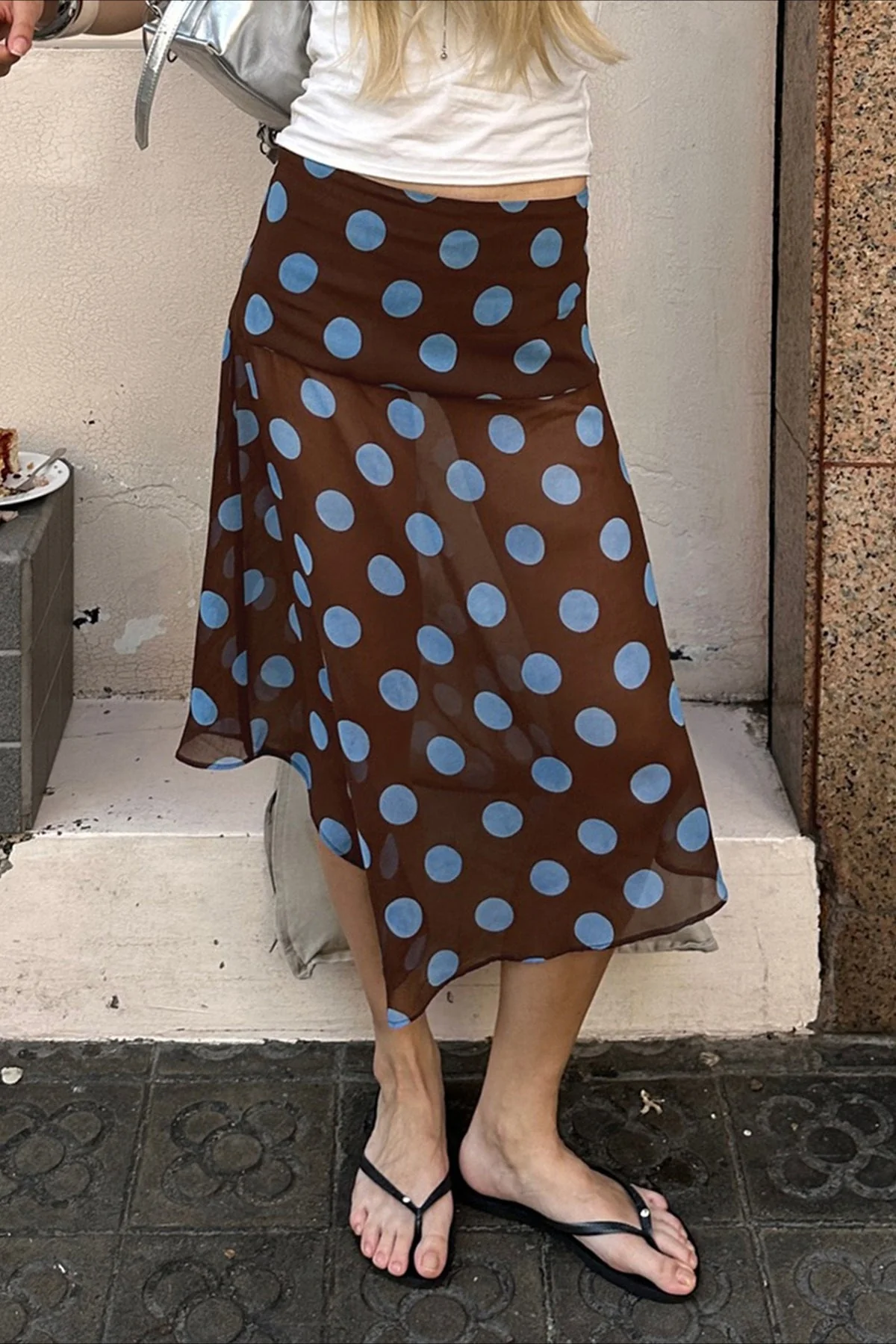 Sheer Polka Dot Ruffled Mesh Skirt - Image 2