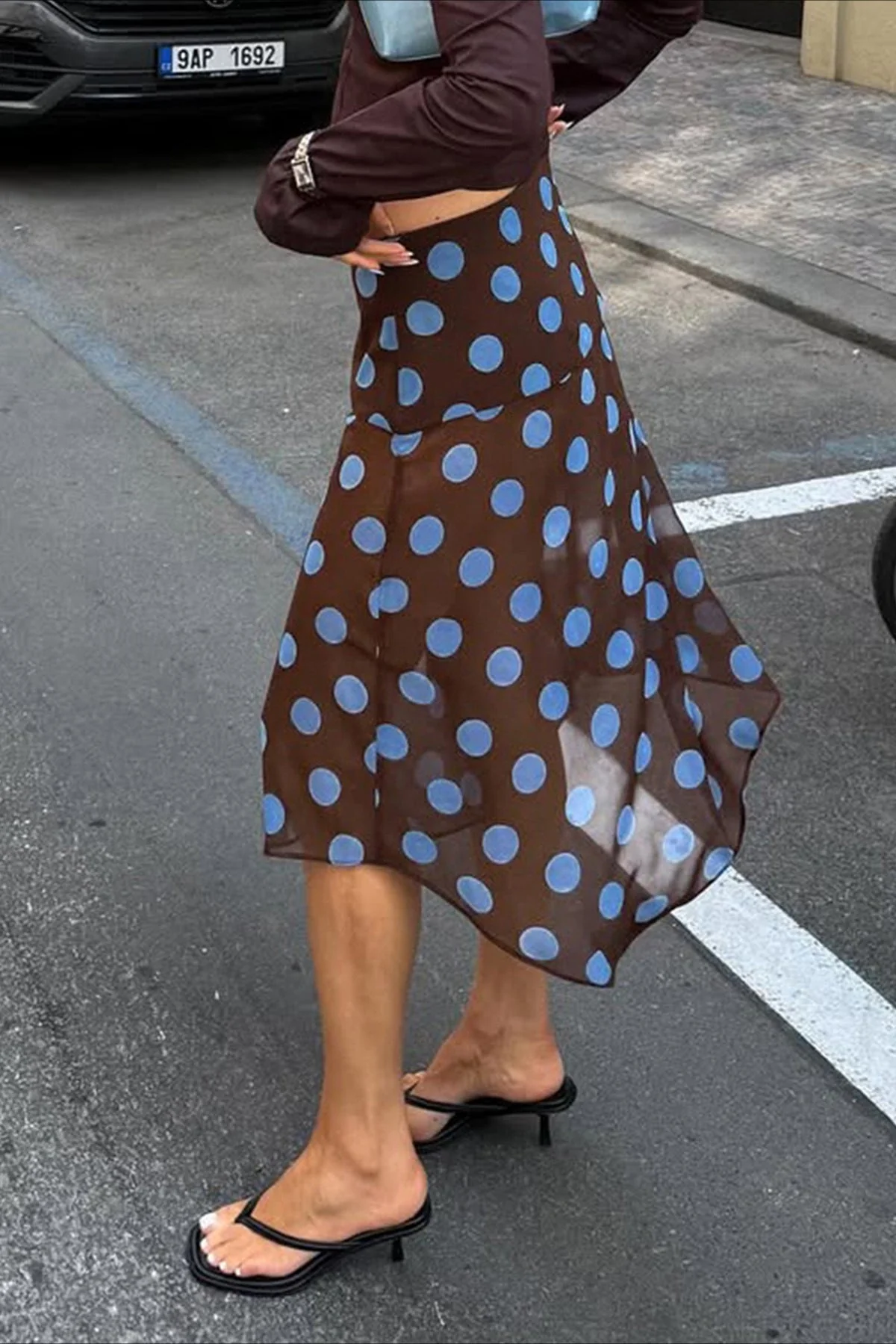 Sheer Polka Dot Ruffled Mesh Skirt - Image 4