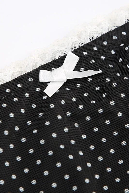 Lace Trim Polka Dot Bodycon Skirt - Image 5