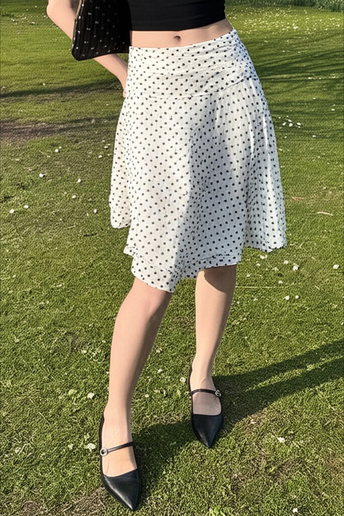 Polka Dot Mesh Layered Skirt - Image 2