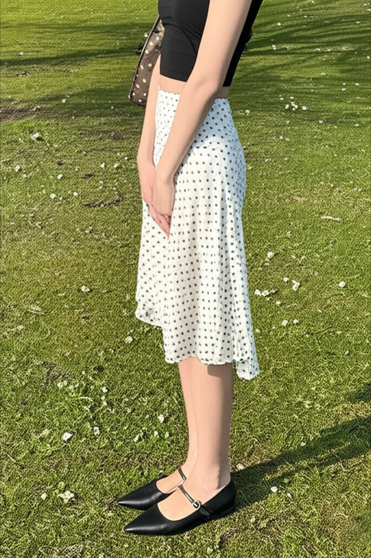 Polka Dot Mesh Layered Skirt - Image 3