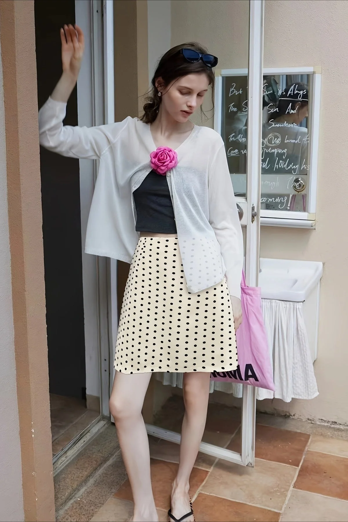 Polka Dot Slim Fit Skirt - Image 2