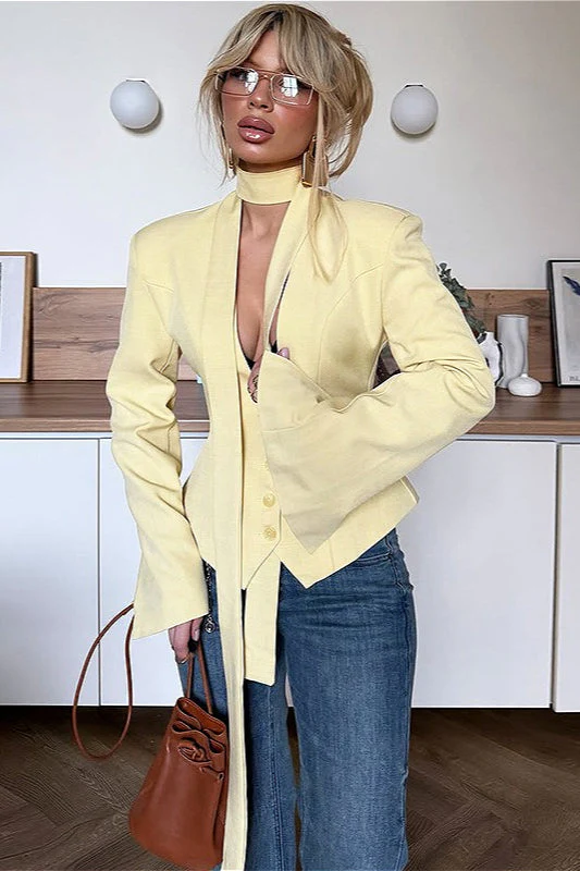 Vintage Slim Fit Solid Color Blazer - Image 5