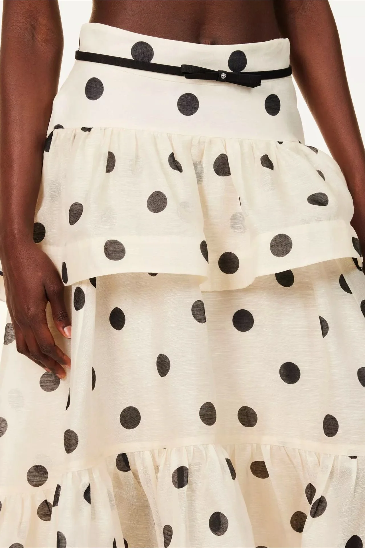 Tiered Ruffle Polka Dot Midi Skirt - Image 4
