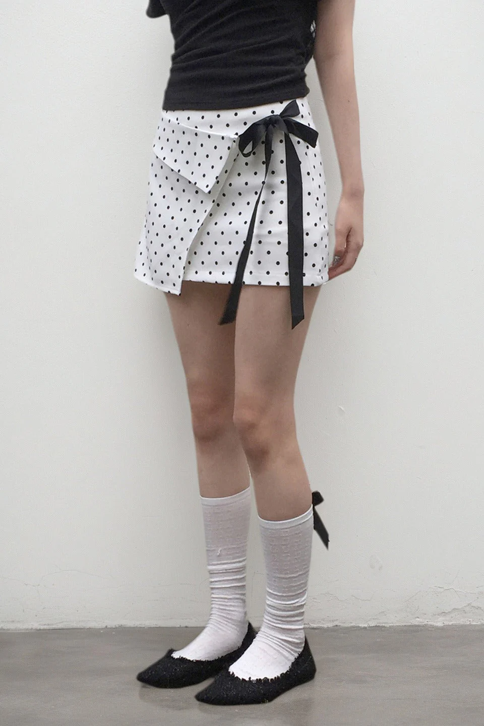 White Polka Dot Bodycon Mini Skirt - Image 2