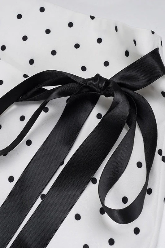 White Polka Dot Bodycon Mini Skirt - Image 4