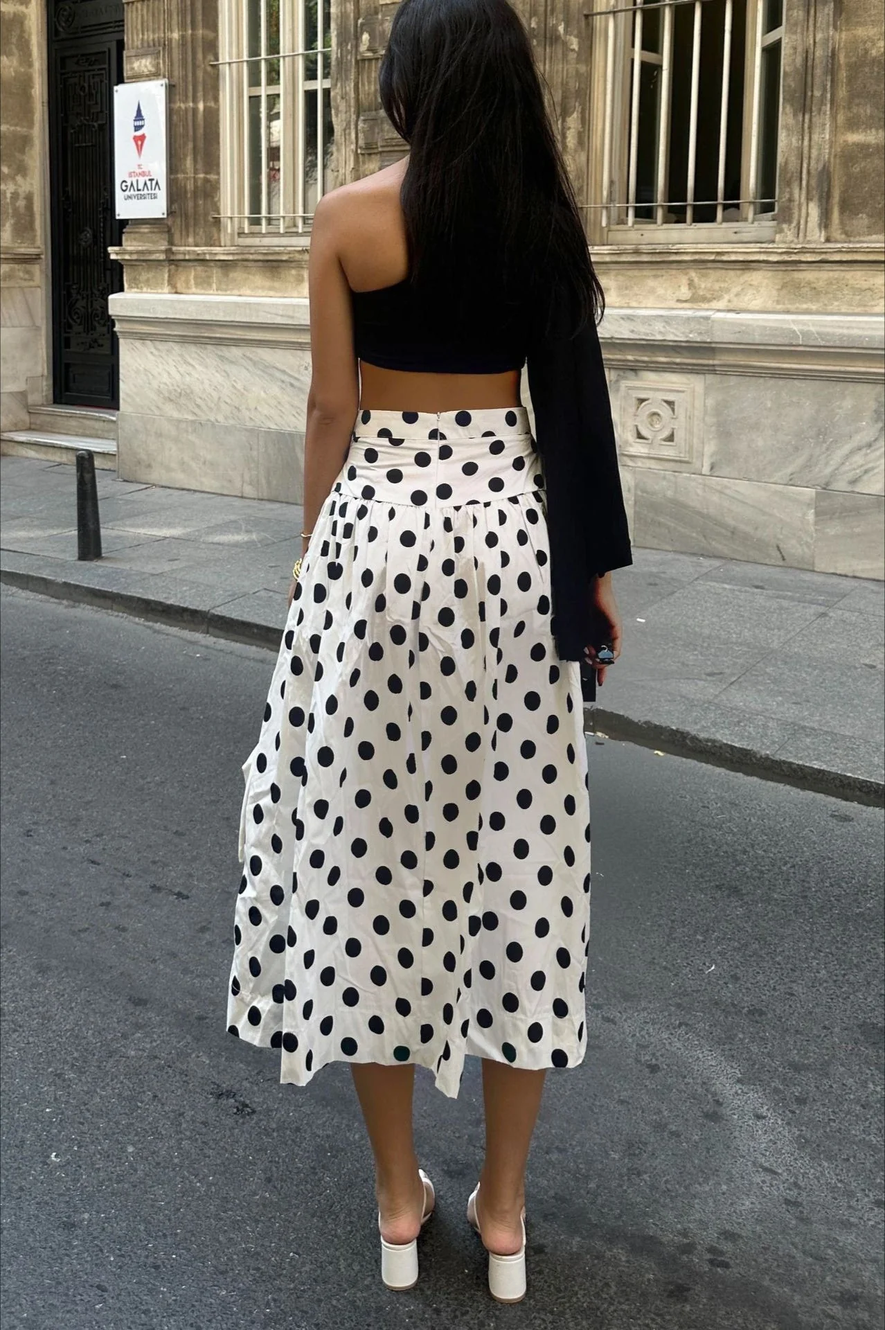 Polka Dot High Waist A-Line Skirt - Image 2