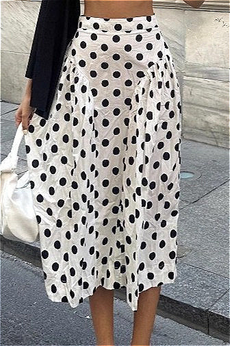 Polka Dot High Waist A-Line Skirt - Image 4