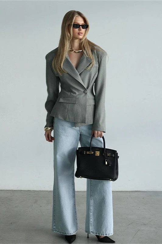 Vintage V-Neck Single Button Blazer - Image 2