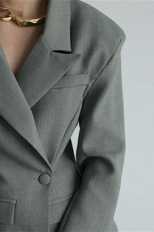 Vintage V-Neck Single Button Blazer - Image 4