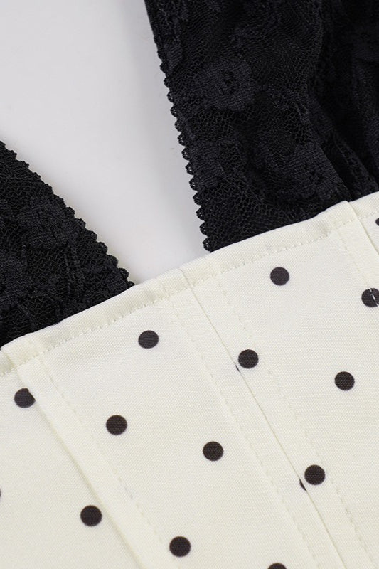 Polka Dot Lace Halter Two Pieces Set - Image 3