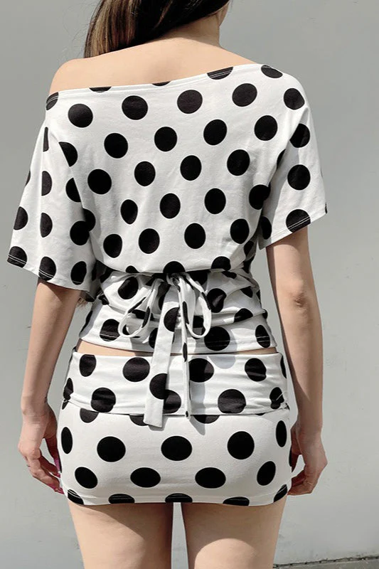 Batwing Sleeve Dot Top Two Pieces Set - Image 3