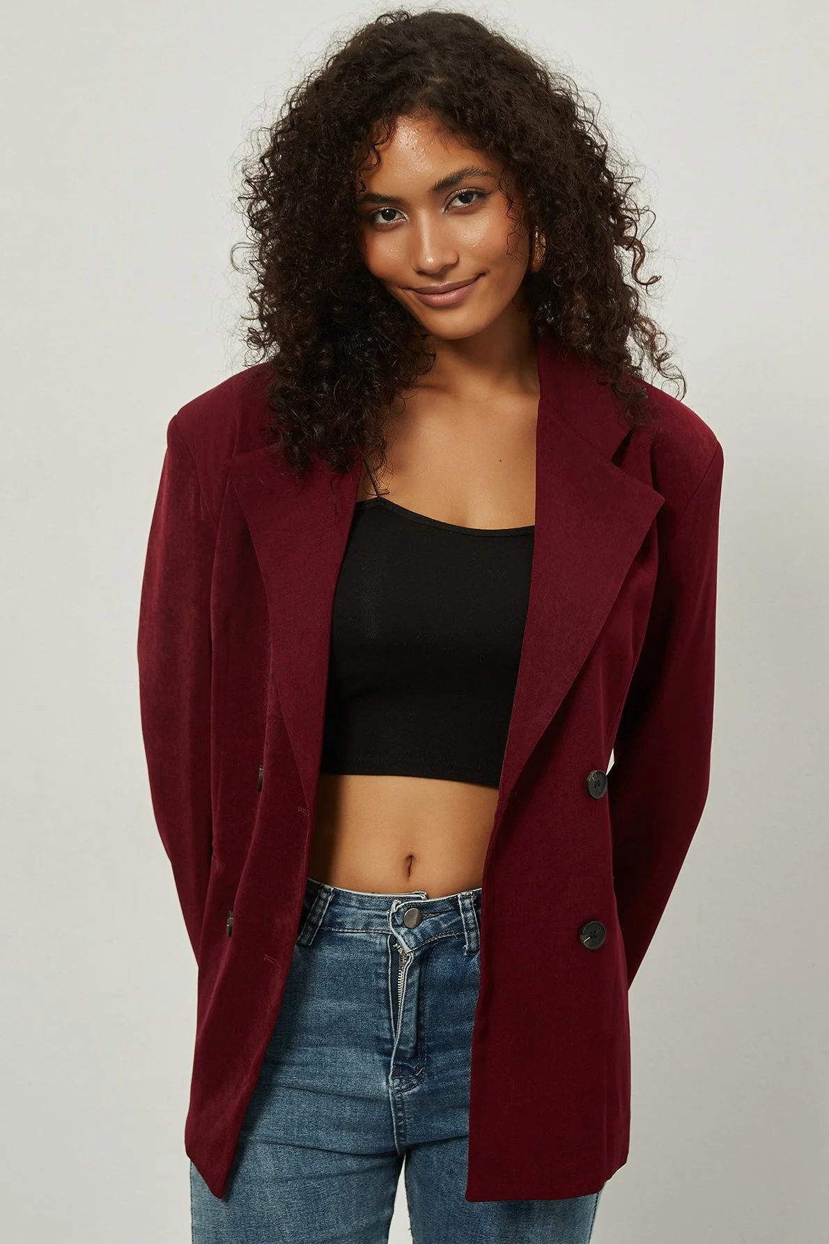 Vintage Double-Breasted Loose Fit Blazer - Image 2