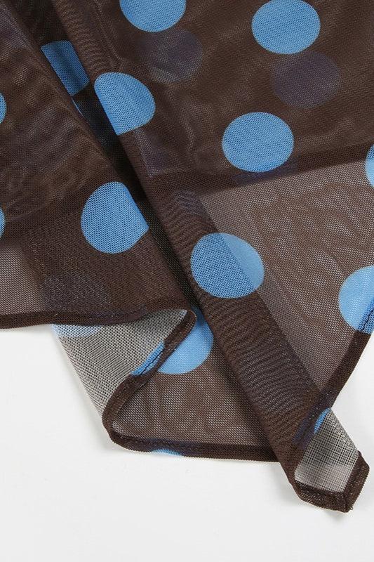 Colorblock Polka Dot Mesh Two Pieces Set - Image 3