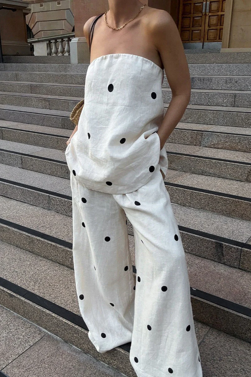 Cotton Polka Dot Tank Two Pieces Set - Image 2