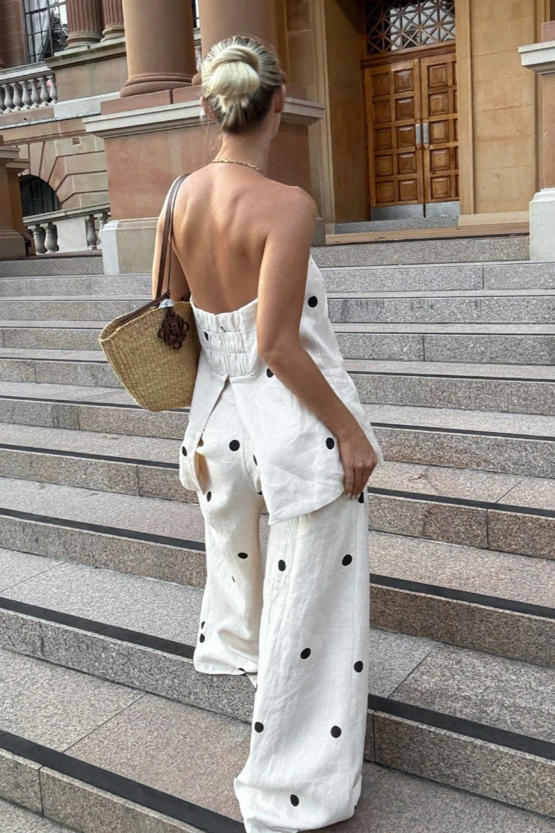 Cotton Polka Dot Tank Two Pieces Set - Image 3