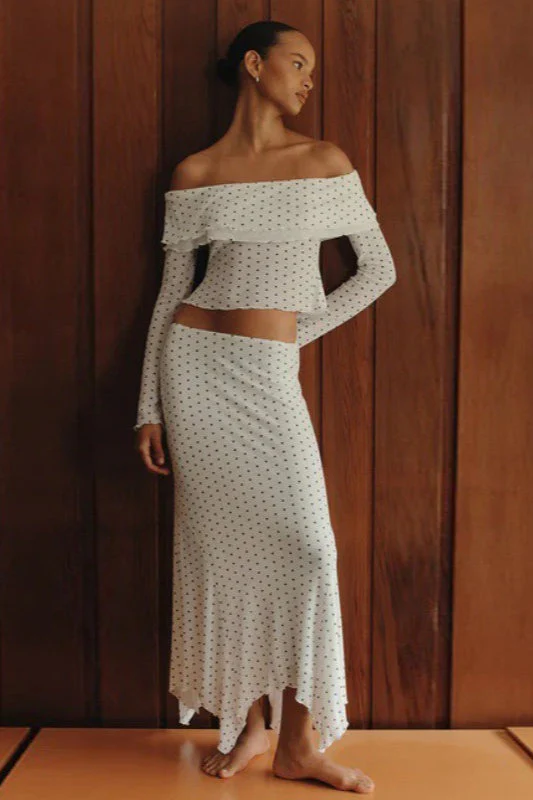 Off Shoulder Polka Dot Two Pieces Set - Image 2
