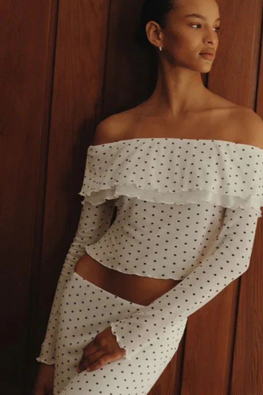 Off Shoulder Polka Dot Two Pieces Set - Image 3