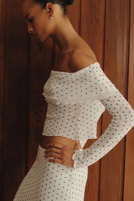 Off Shoulder Polka Dot Two Pieces Set - Image 4