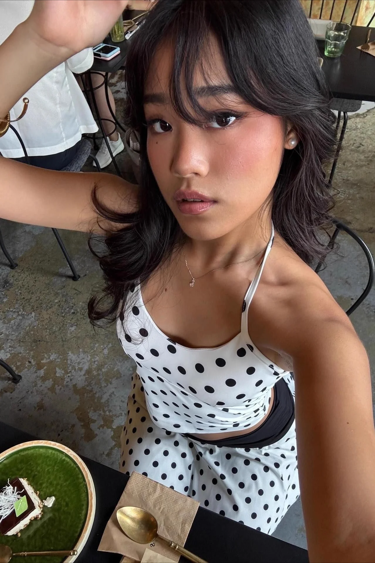 Halter Polka Dot Crop Skirt Two Pieces Set - Image 3