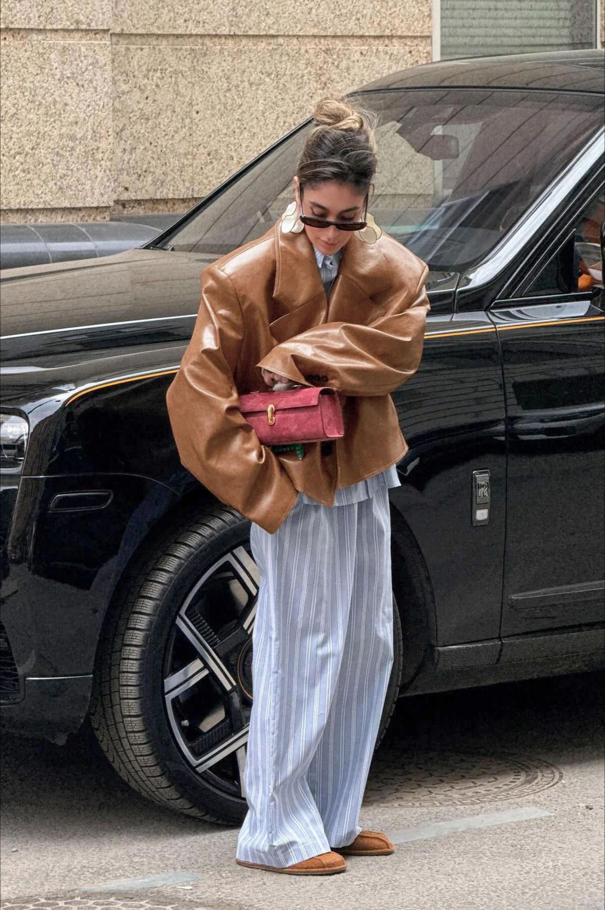 Vintage Oversized PU Leather Blazer - Image 5