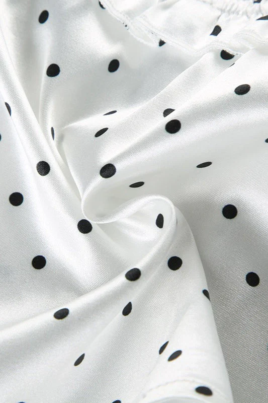 Polka Dot Deep V Bow Tie Cami Crop Top - Image 3