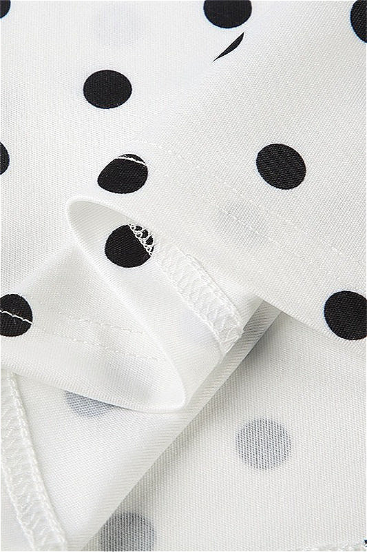 Polka Dot Halter Backless Tie Shoulder Crop Top - Image 4