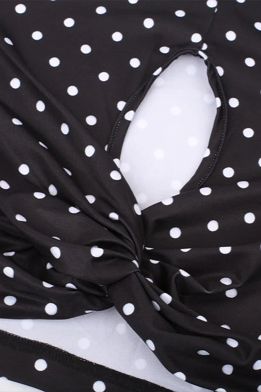 Black and White Polka Dot Slim Fit Crop Top - Image 5