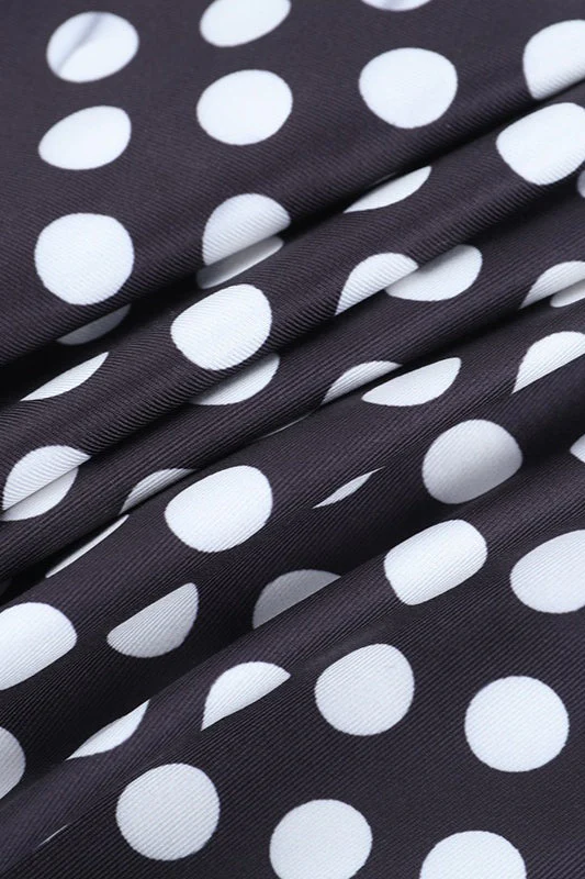 Polka Dot Ruched Halter Tie Back Crop Top - Image 3