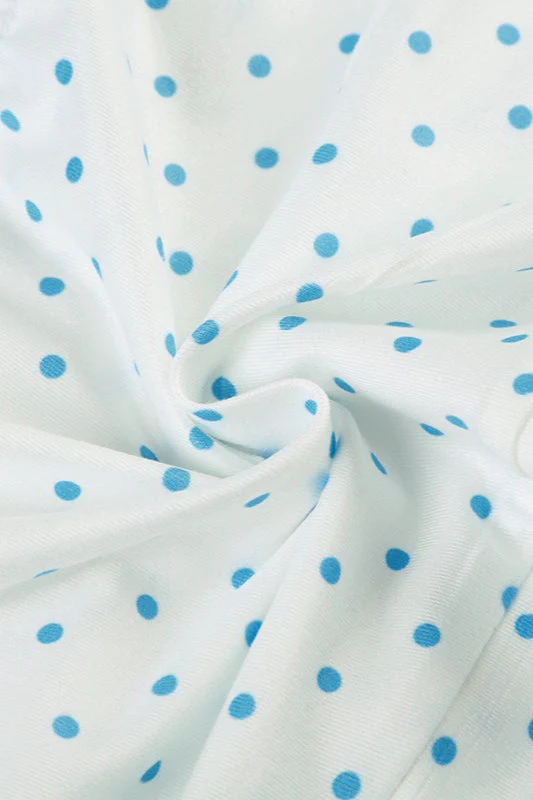 Polka Dot V-Neck Tie Halter Crop Top - Image 4