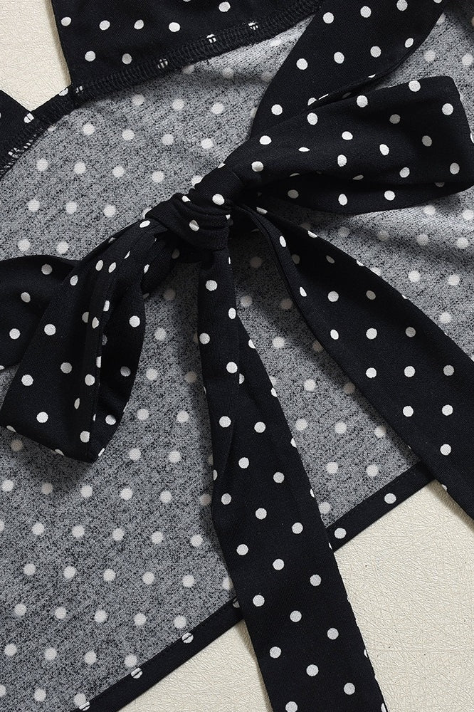 Polka Dot Backless Halter Crop Top - Image 4