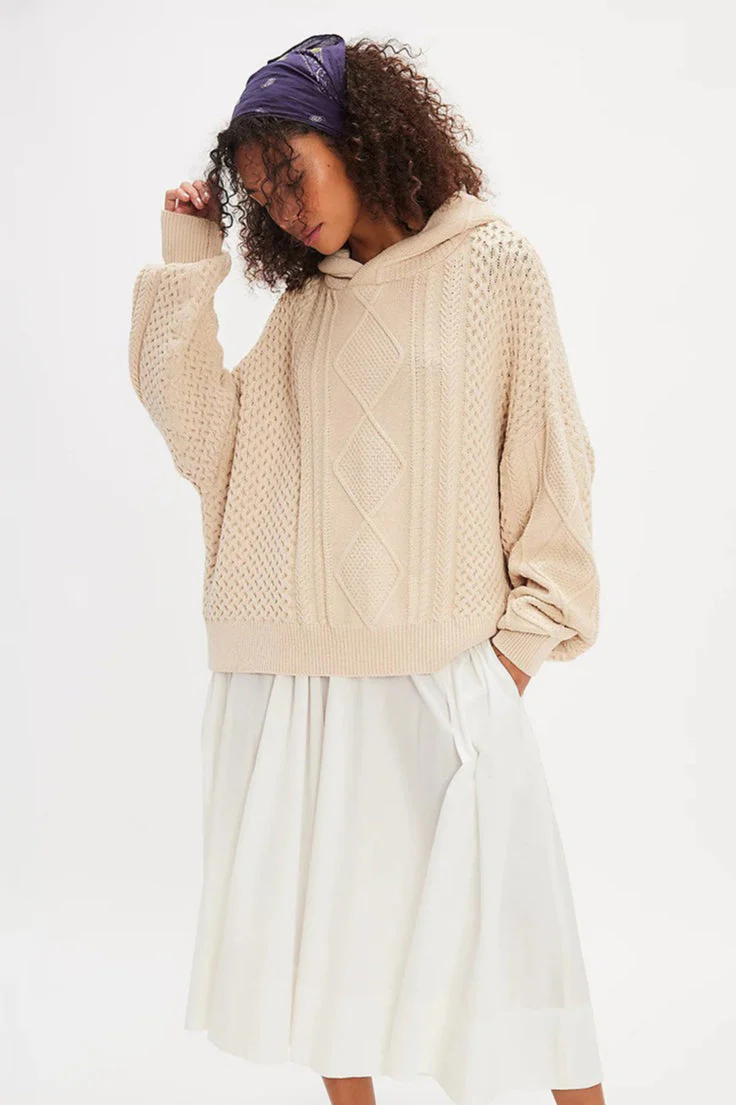 Vintage Casual Hooded Knit Sweater - Image 4