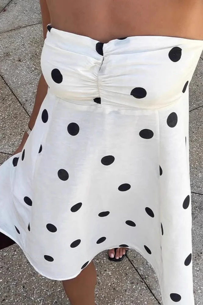 Fashionable Polka Dot Strapless Mini Dress - Image 3