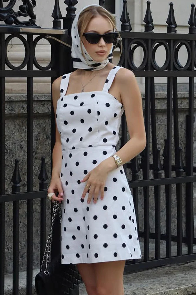 Polka Dot Cami High-Waist Mini Dress - Image 3