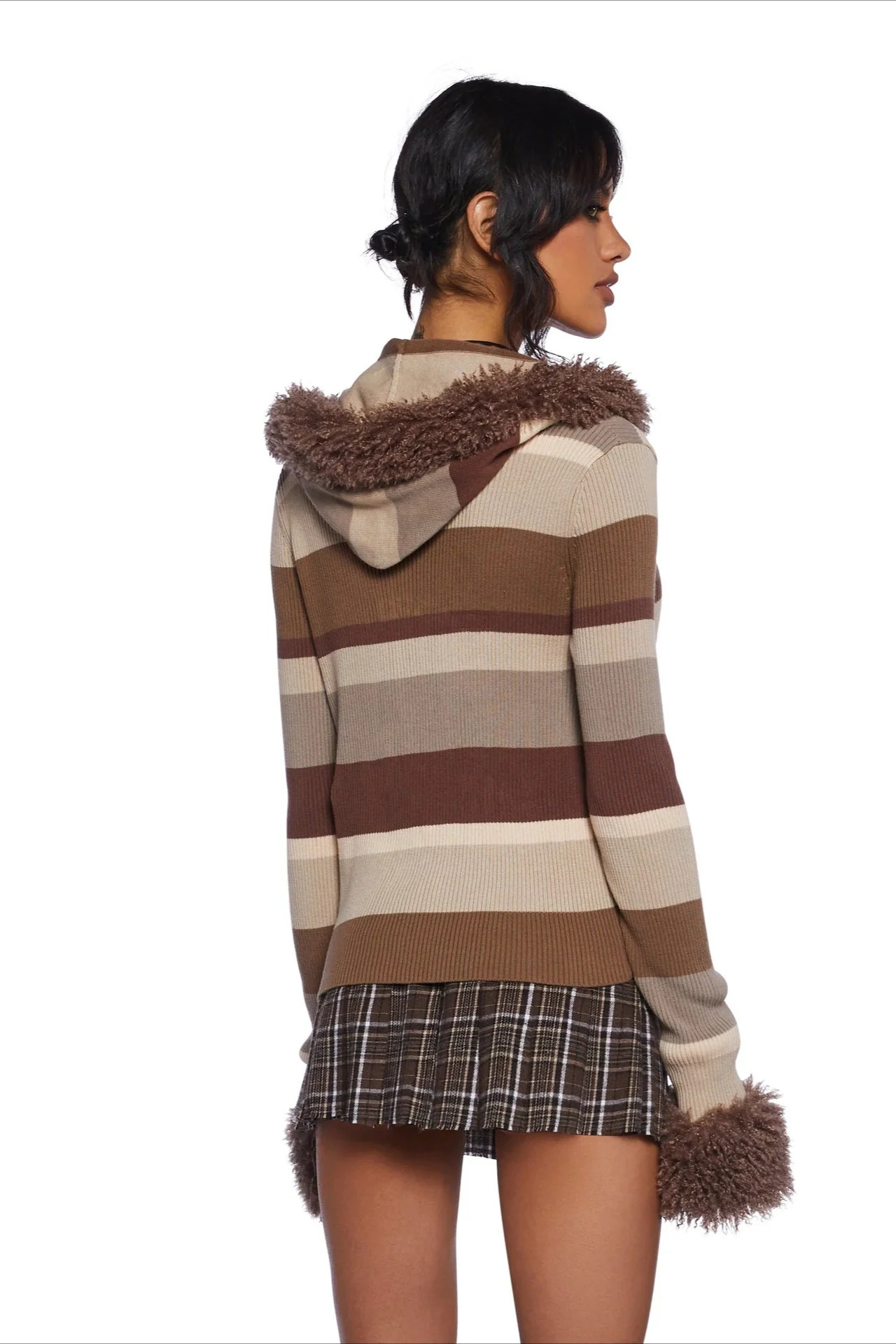 Vintage Fleece Hooded Knit Sweater - Image 4