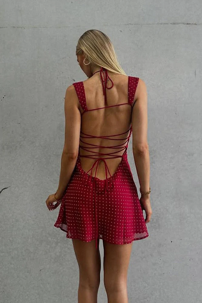 Chiffon Cami Backless Bodycon Mini Dress - Image 3