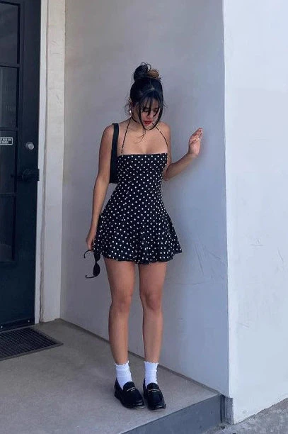 Polka Dot Halter Neck Backless Bodycon Mini Dress - Image 5
