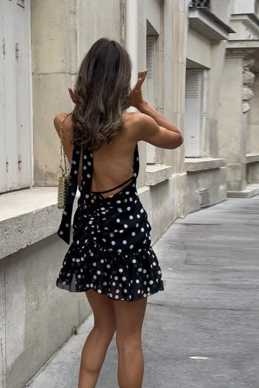 Sexy Polka Dot V-Neck Mini Dress - Image 4