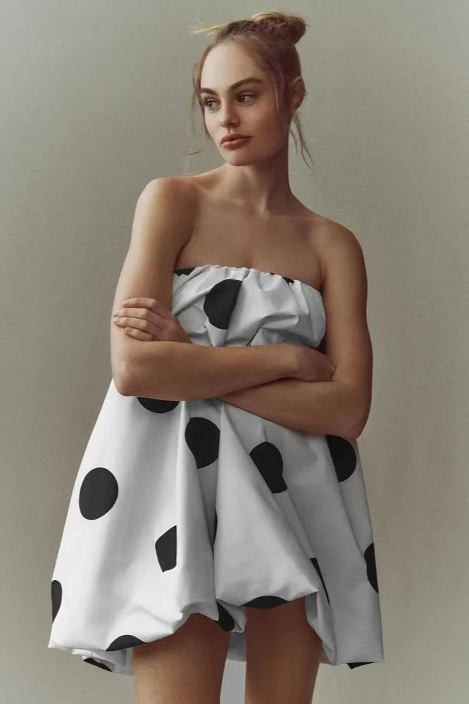 Sexy Polka Dot Strapless Bodycon Mini Dress - Image 5