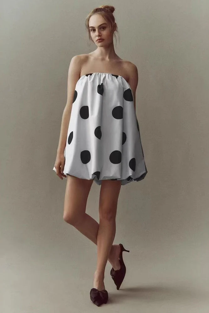 Sexy Polka Dot Strapless Bodycon Mini Dress - Image 6
