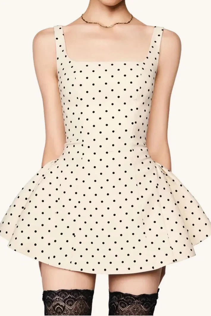 Polka Dot Square Neck Cami Mini Dress - Image 2