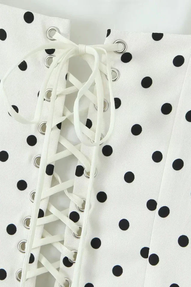 Polka Dot Square Neck Cami Mini Dress - Image 3