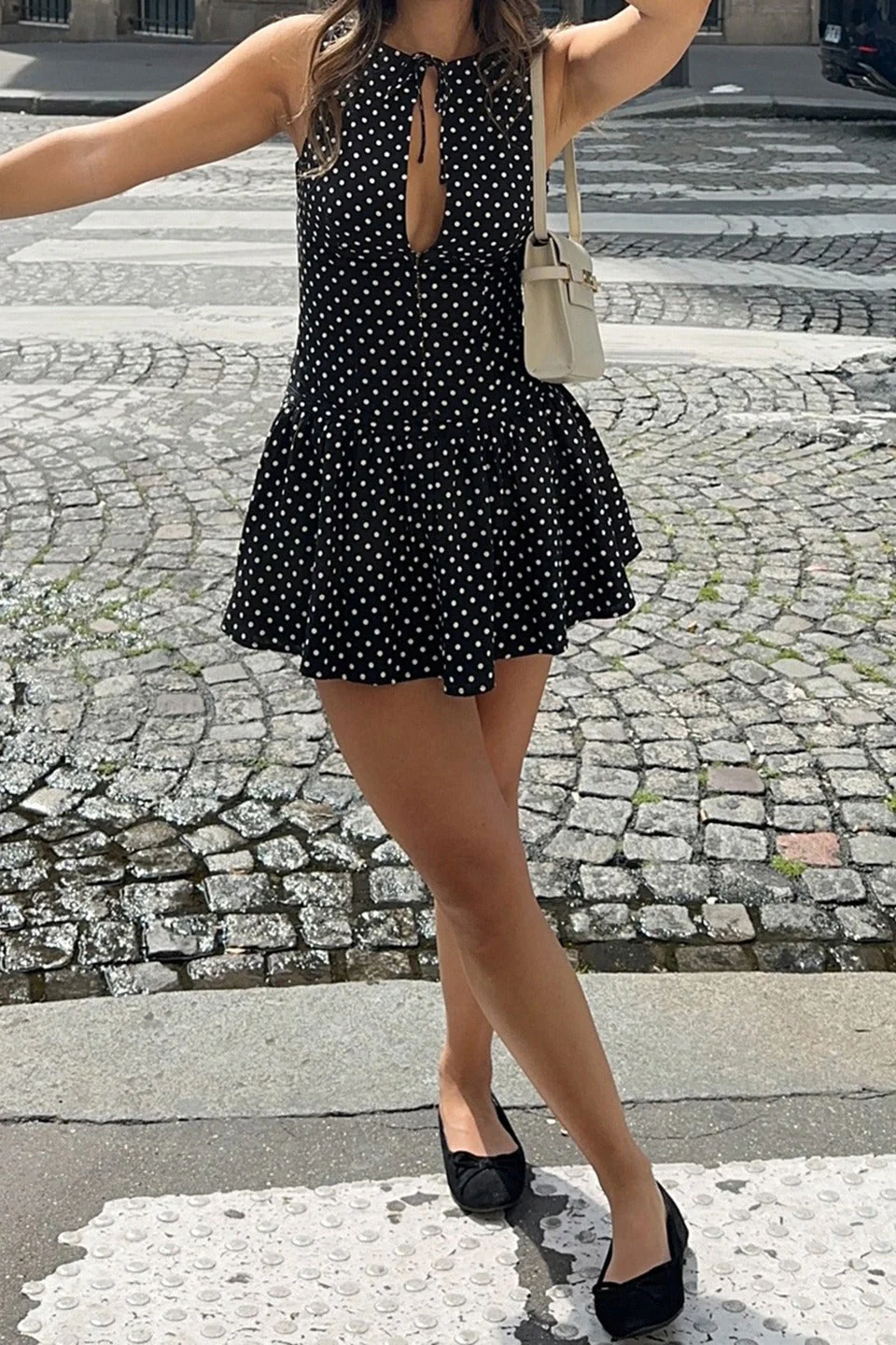 Hollow Polka Dot Bodycon Mini Dress - Image 2