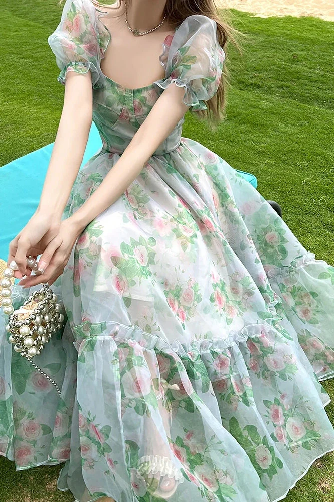 Vintage Evening Maxi Floral Dress - Image 2