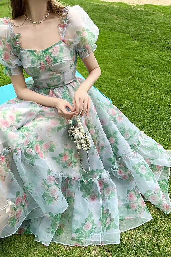Vintage Evening Maxi Floral Dress - Image 4