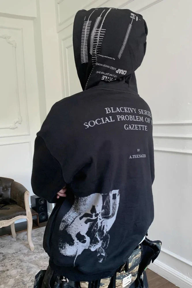 Gothic Punk Zipper Hoodie - Image 2