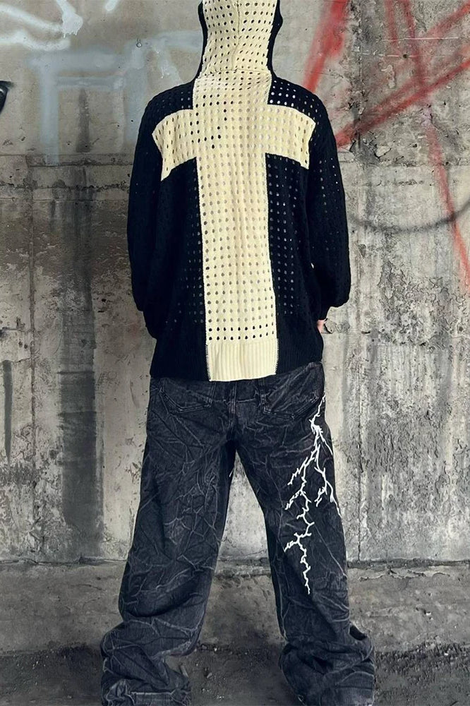 Vintage Mesh Oversized Hoodie - Image 2